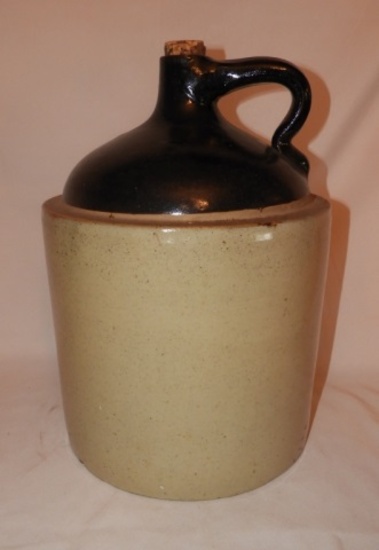 Crockery jug w/ applied handle, unmarked, 16"Tx12"