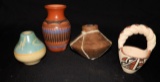 4 pcs Indian pottery, all less than 6