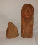 2 carved Indian statues, 13