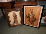 2 prints - Indian & hanging game, copyright Hoover