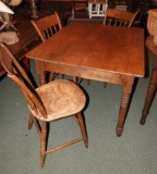 Nice primitive table w/ 3 spindle back chairs
