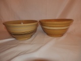 2 crockery bowls, multi stripe, 13