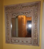 Hanging carved wood mirror, 36