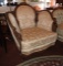 Upholstered chair w/ carved wood accents, 37