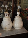 2 turned marble lamps
