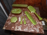 Celluloid green dresser set