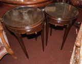 2 end tables w/ drawers, glass tops, 27