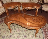 Set of 3 unusual tables, coffee & 2 end tables