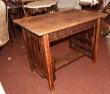 Unusual library table w/ carved accents