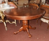 Oak claw foot dining table w/ leaf, 30