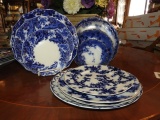 12 pcs flow blue - plates, bowls