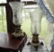 2 marble base crystal top lamps
