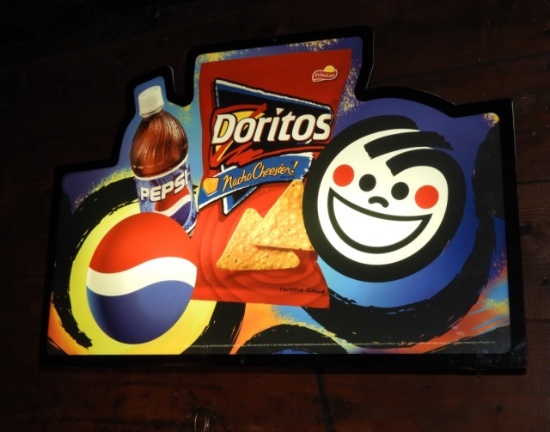 Doritos & Pepsi light up sign, 17"Tx24"W