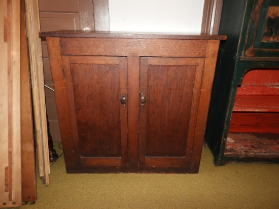 2- door wooden cabinet, vintage hardware, 40"Tx42"