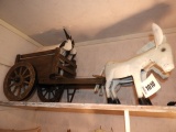 Decorative tin donkey & goat cart