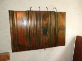 Vintage hanging wooden carpenters tool box w/ tool