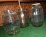 3 barrel pattern glass country store candy jars