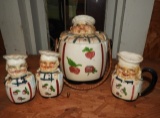 4 pcs matching set, biscuit jar, salt, pepper shak