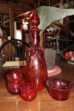 9 pcs ruby red glassware