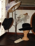 Iron hat display w/ vintage hats