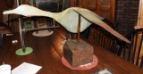 Decorative rustic tin goose mounted wood