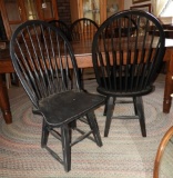 6 matching black spindle back chairs