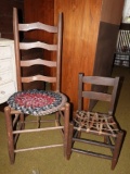 Slat back rope seat cane chair & child's slat back