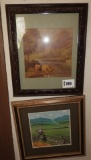 Cows in the mountain print, framed & matted