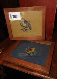 2 framed needle point pieces, 10