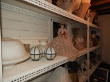 3 shelves of lamps & lamp shades as photographed