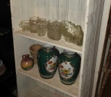 Collectible glassware vases & fence picket shelf