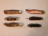 Group of 6 folding pocket knives