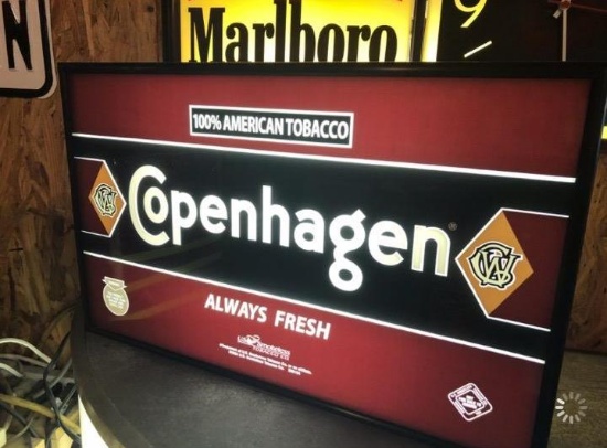 Copenhagen lighted sign, 14 1/2"x22 1/2"