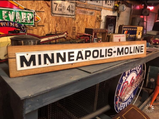 Minneapolis-Moline sign, 56 1/2"x7 1/2"