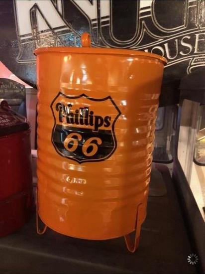 Phillips 66 rag can, 13"x20 1/2"