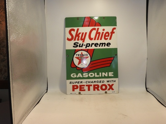 Texaco Sky Chief supreme super charged pump sign