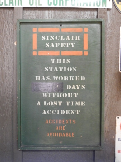 Sinclair Safety sign, SS wood