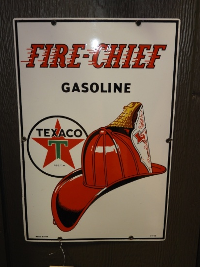 Texaco Fire Chief Gasoline porcelain pump plate