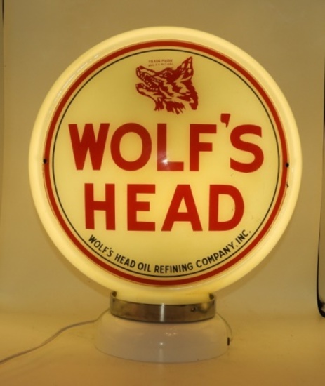 Wolf head w/ wolf head, 13 1/2”
