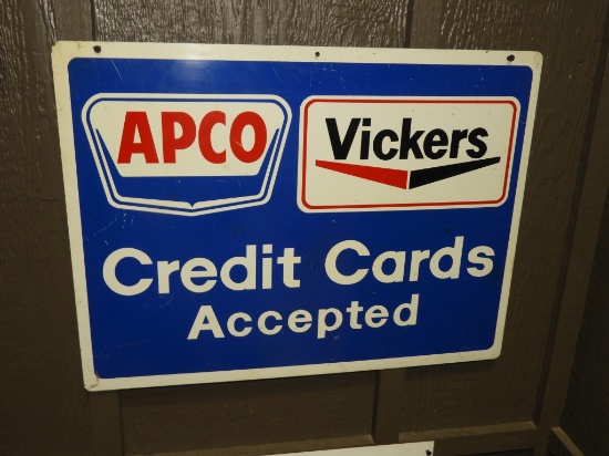 Apco & Vickers Credit Card sign SST 24"x18"