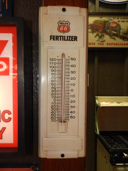 Phillips 66 tin thermometer, 4 1/2"x14"