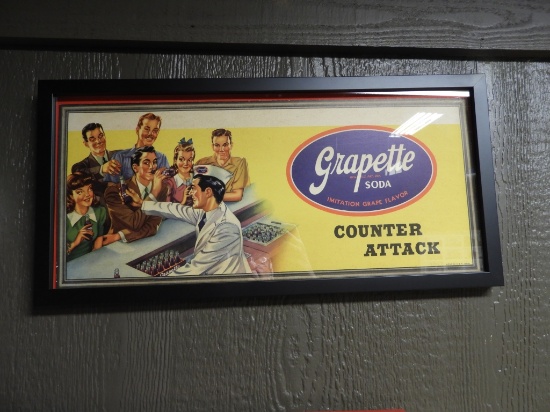 Grapette Soda counter attack cardboard advertiser