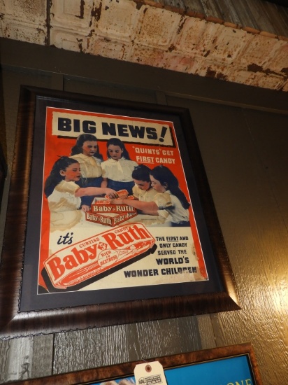 Baby Ruth advertising poster, framed, 24"x29"