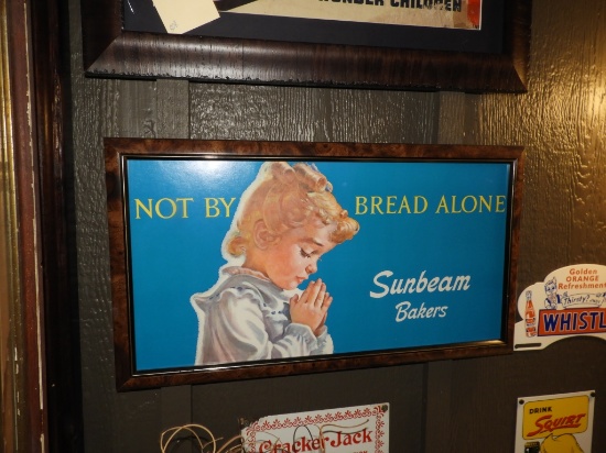 Sunbeam Bakers advertising cardboard, framed, 23"x