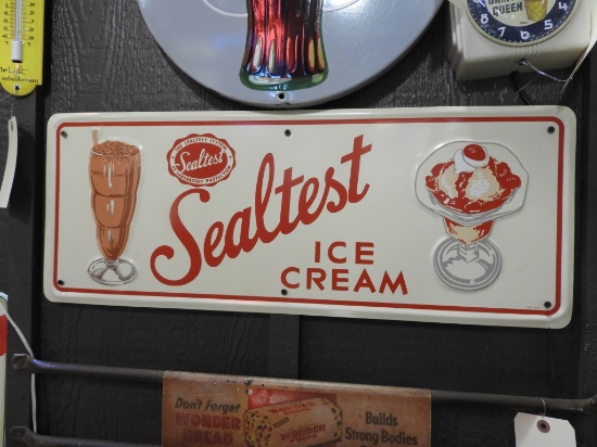 Seal Test ice cream sign w/ sundae & fountain