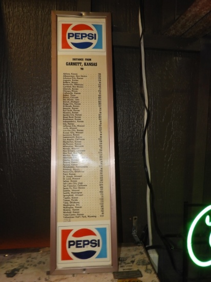Pepsi Distance from Garden KS sign, 71"x29"