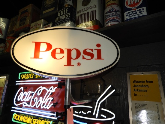 Rotating Pepsi Cola light up sign, 24"x17"