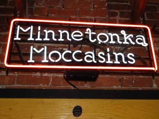 Minnetonka Moccasins neon sign, 35"x14"