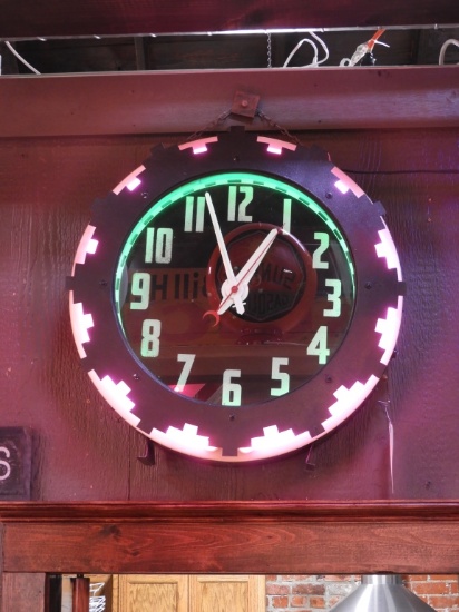 Aztec 2-tone neon clock, 26"