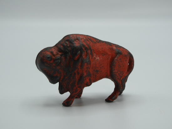 Cast iron buffalo bank, 4"Wx3"T